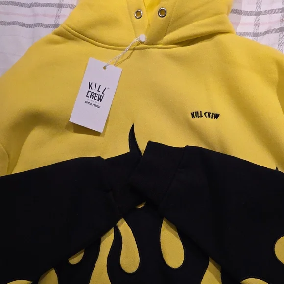 Kill Crew Yellow and Black Flame Hoodie - Picture 2 of 4